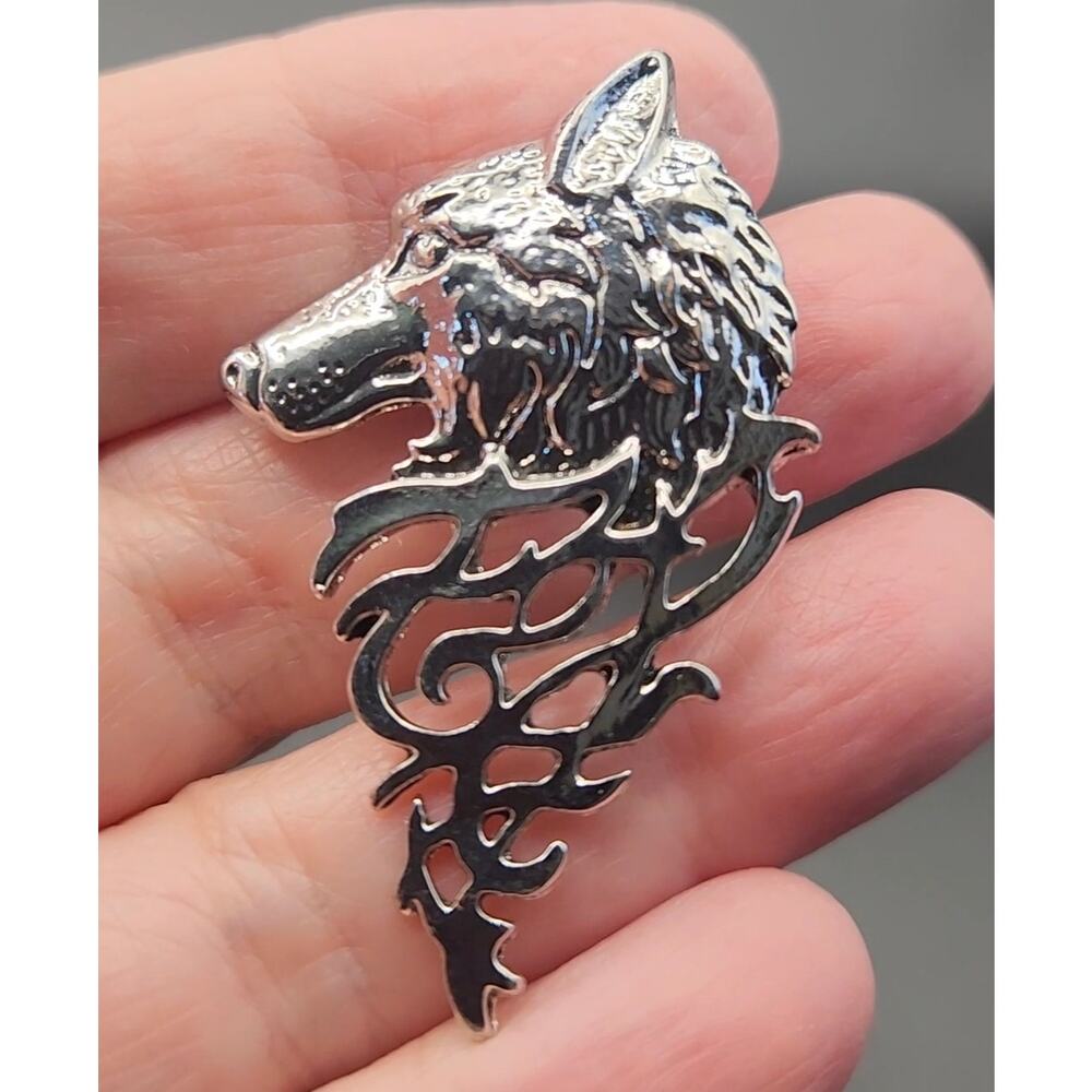 Wolf Stainless Steel Brooch Simple Tribal Style Design